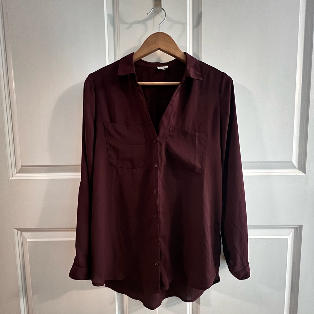 Button down burgundy blouse